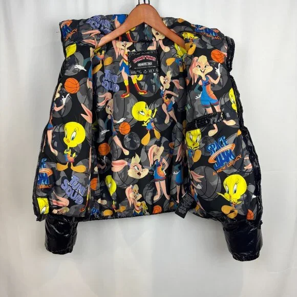 Limited Edition Space Jam x Members Only Shiny Puffer Jacket - Picture 3 of 9